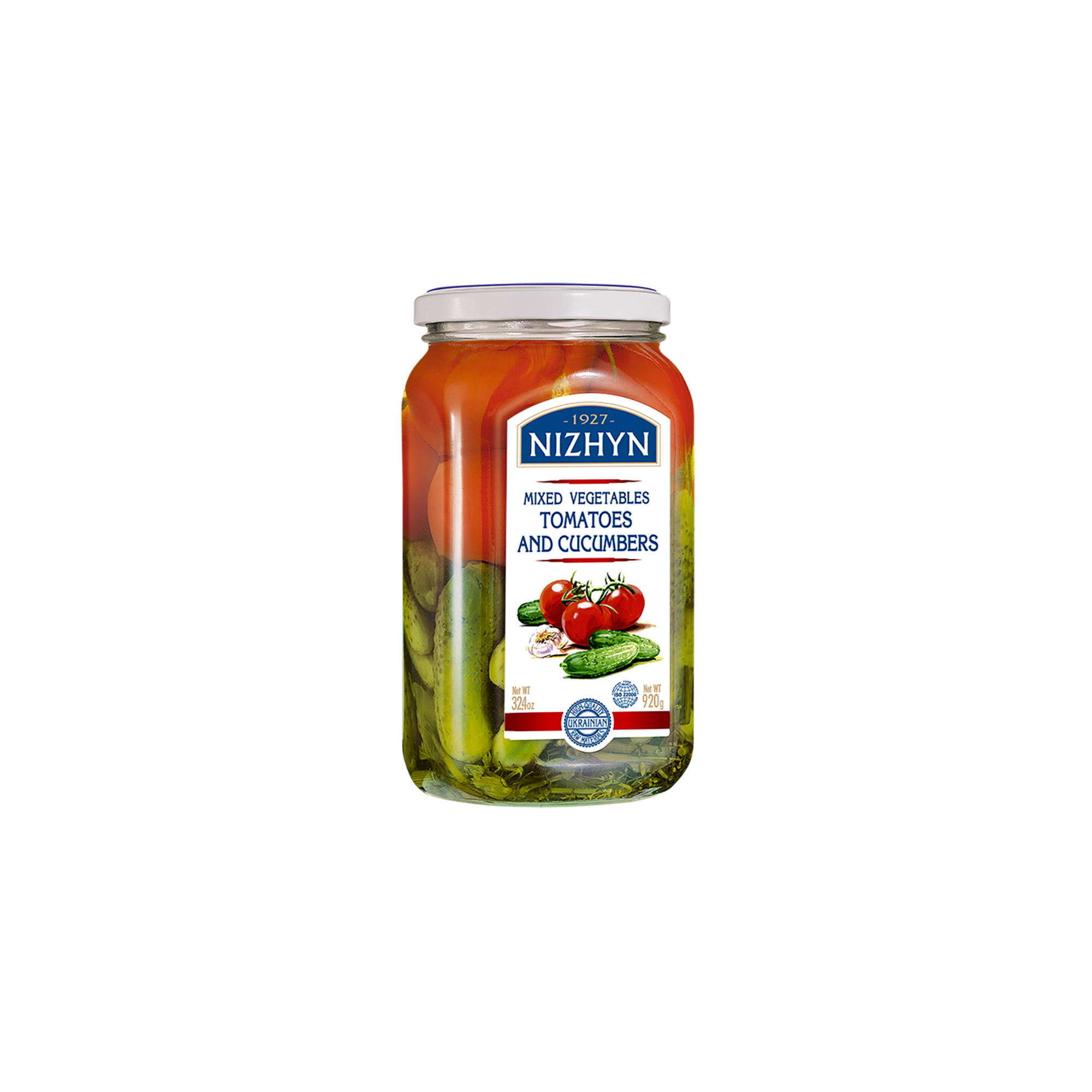 Nizhyn pickled mixed vegetables tomatoes and cucumbers - 920 g