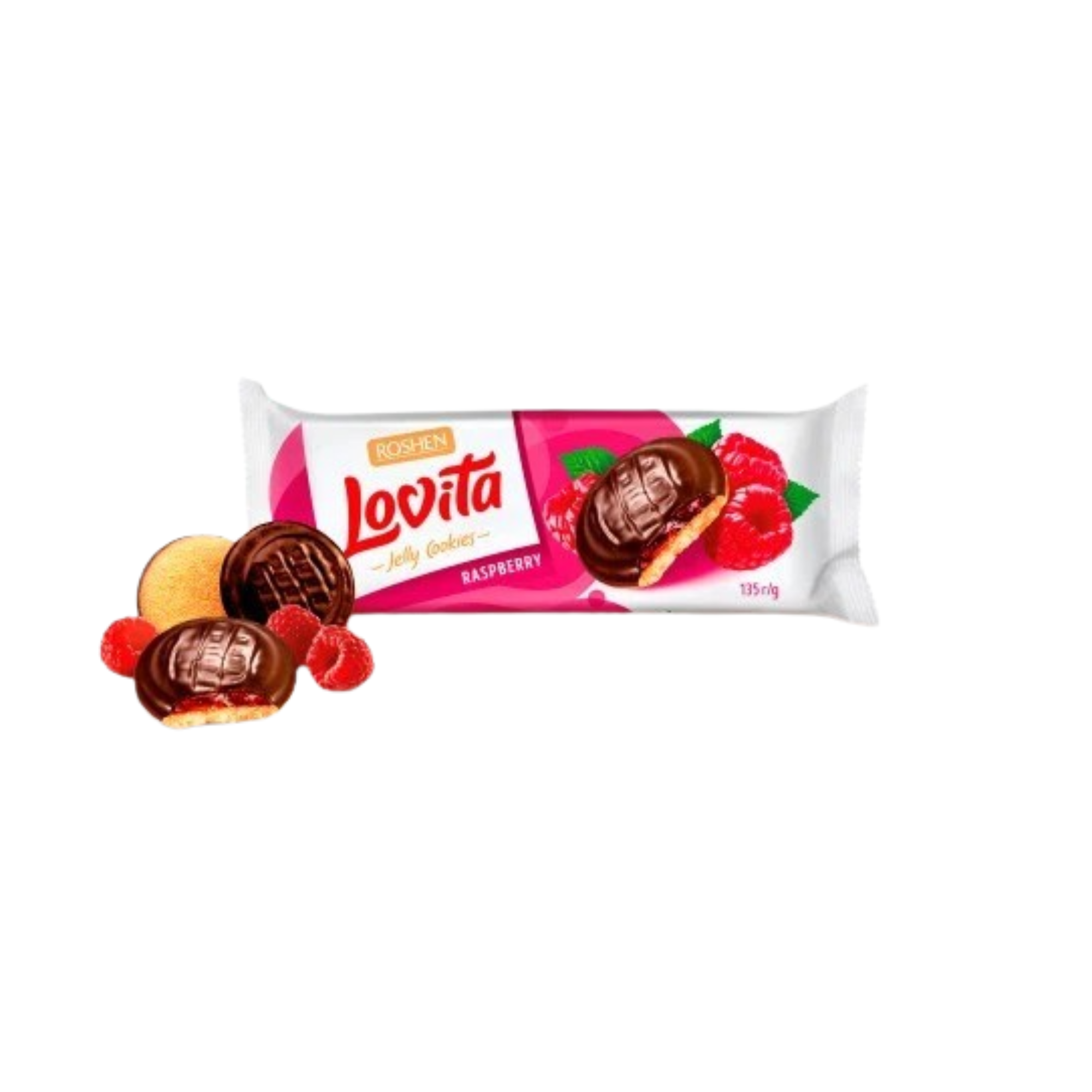 Roshen Lovita Jelly Cookies raspberry flavour - 135 g