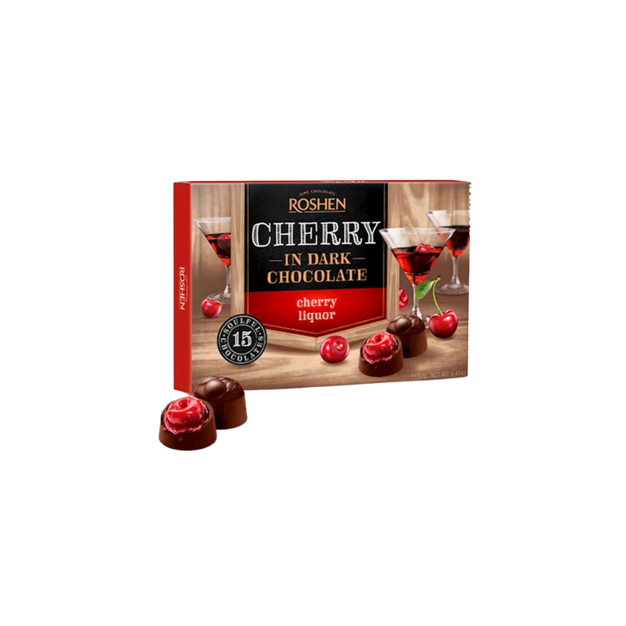 Roshen cherry liquor dark chocolates - 155 g
